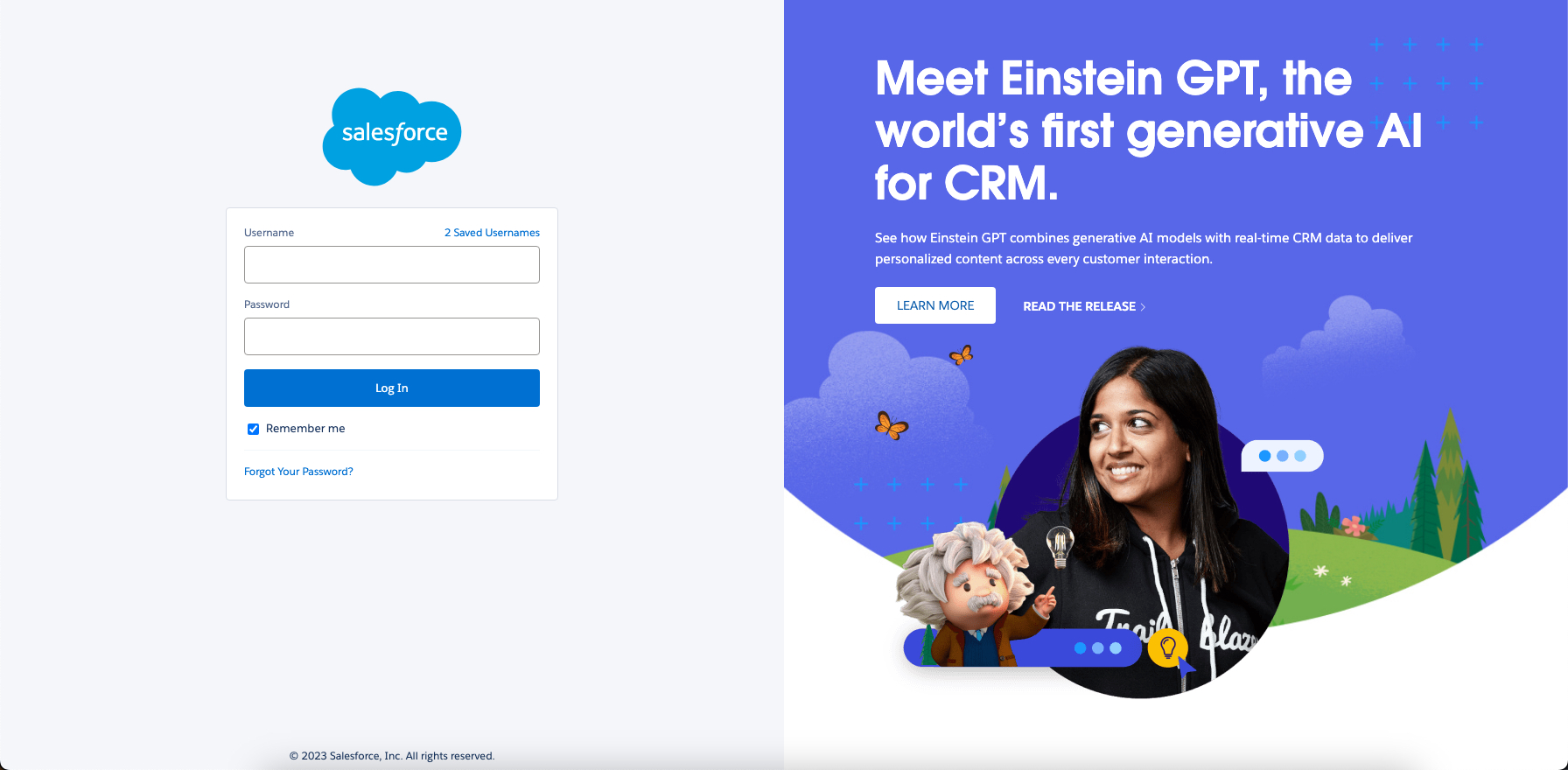 Login page